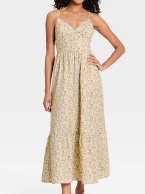 Universal Thread Cream Maxi Dress with Blue Floral Print